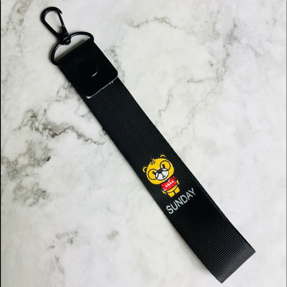 New! Sunday Bear Black Strip ID Holder Bag Charm